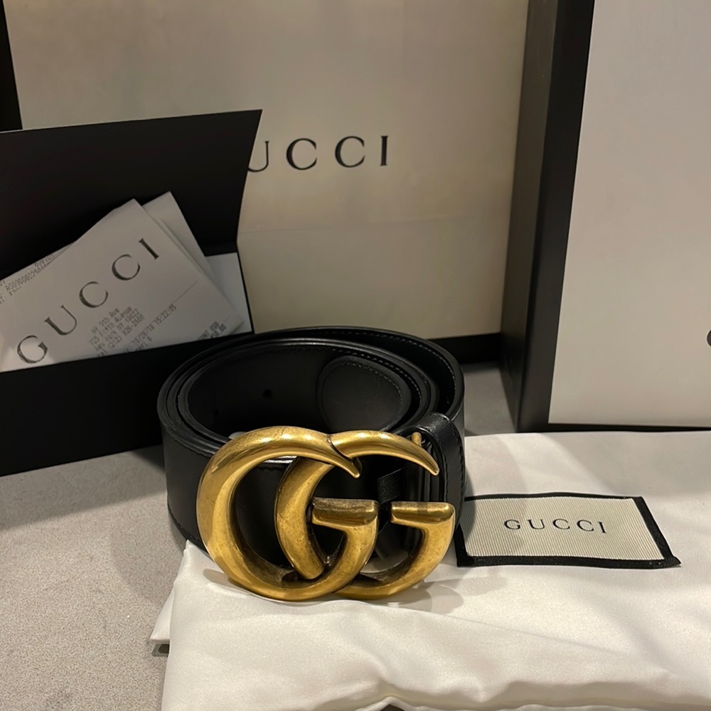 SOLD** Black Wife Gucci Belt 150 Womens Gold